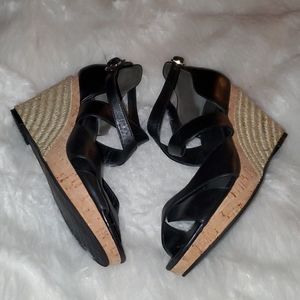 Cole Haan S.11 L Black Leather Tan Espadrille